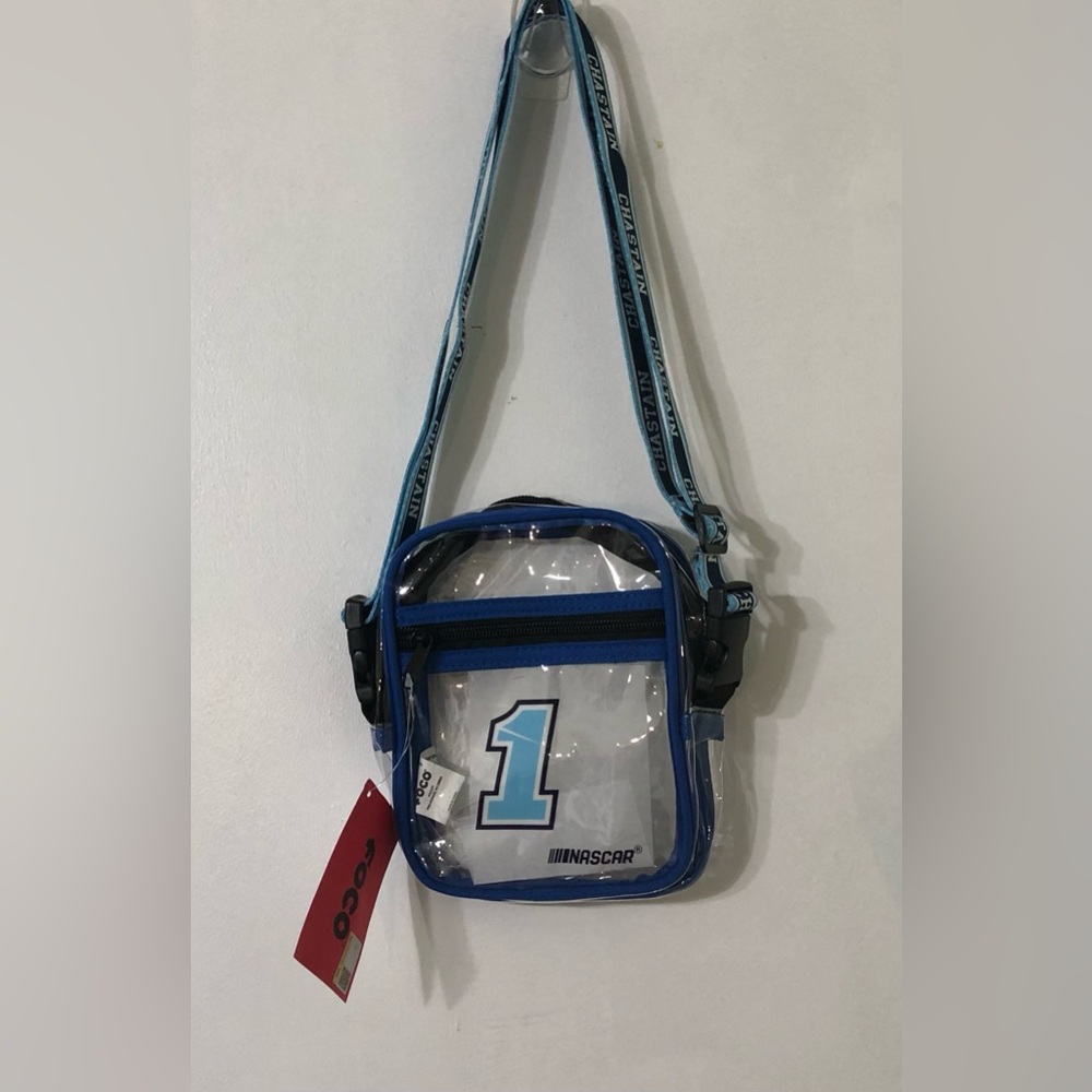 Foco Nascar Chastain  1  graphics blue Transparent  crossbody Bag.